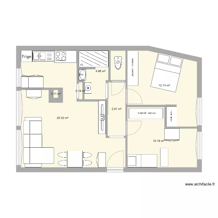 Appart Vanves modif salle de bain. Plan de 