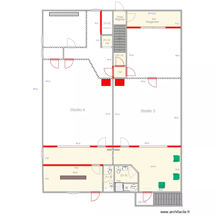 EDNL 2e &eacute;tage 2 ream&eacute;nagement. Plan de 