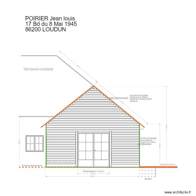 PROJET AGRANDISSEMENT VUE PIGNON COTE SUD. Plan de 0 pièce et 0 m2