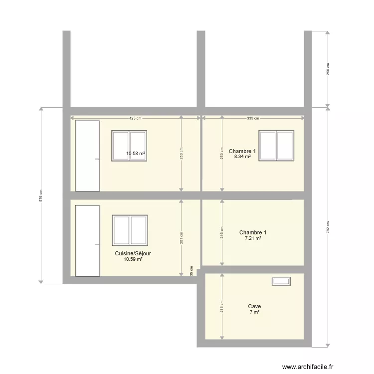 Plan en coupe de la grange. Plan de 