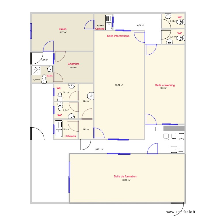 Plan Techs Hub Songon. Plan de 17 pièces et 174 m2