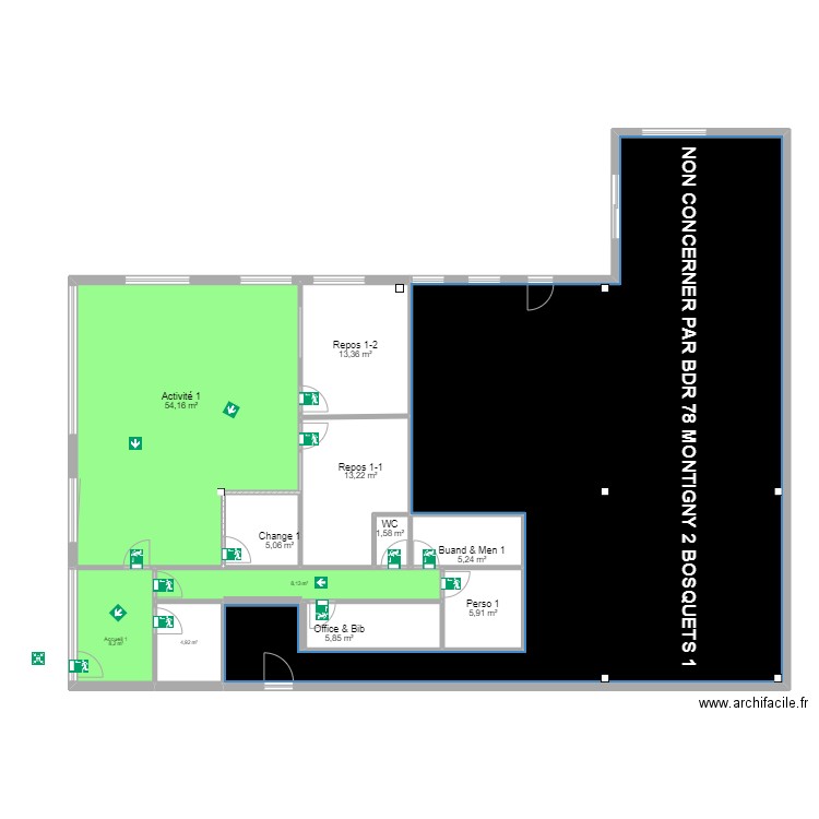 Montigny Boussardo Evac v2 (GAUCHE). Plan de 12 pièces et 283 m2