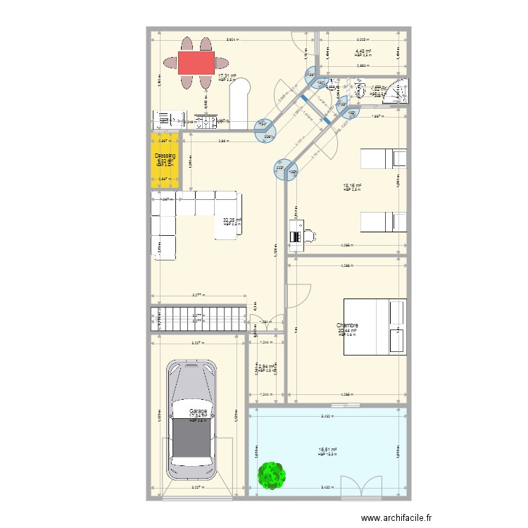 duplex 120m2. Plan de 10 pièces et 134 m2