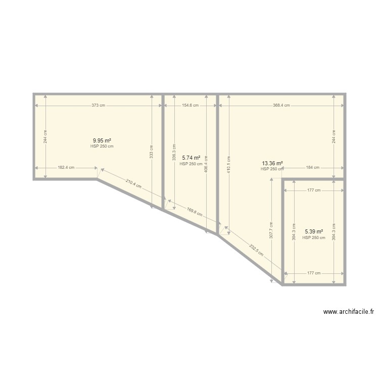 TORNY  CAGE. Plan de 4 pièces et 34 m2