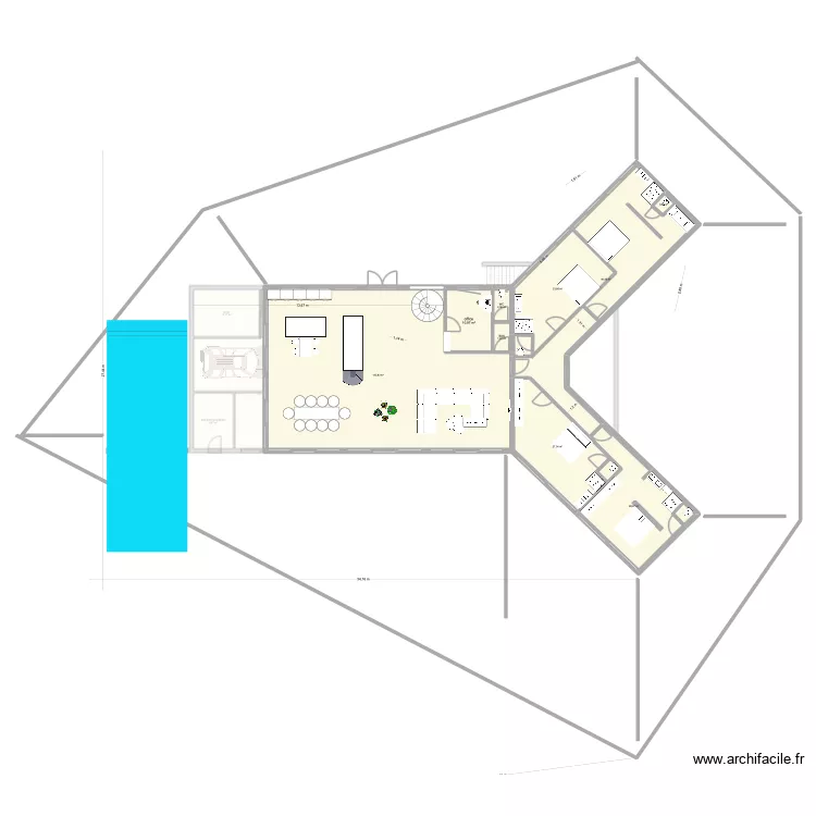 Maison en Y. Plan de 
