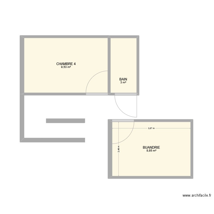 madinina project. Plan de 3 pièces et 21 m2