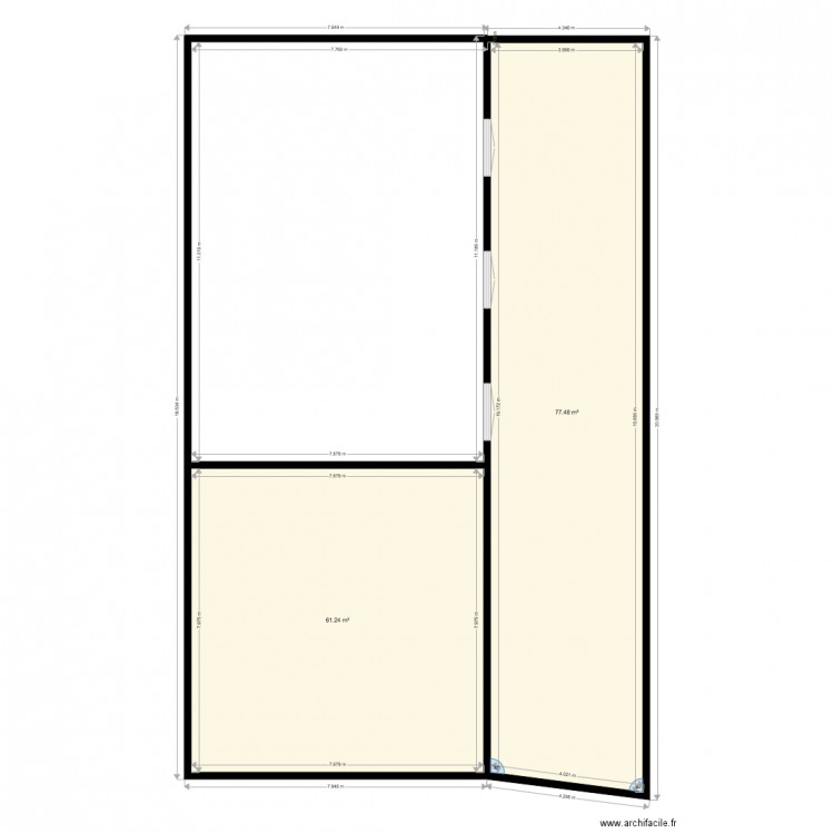 Le Hangar existant . Plan de 0 pièce et 0 m2