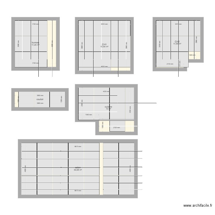 plan implantation. Plan de 6 pièces et 91 m2