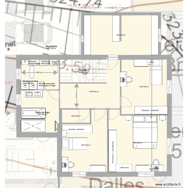 cotations nid. Plan de 27 pièces et 2222 m2