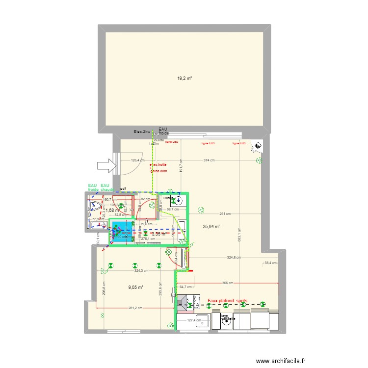 grenelle ter. Plan de 5 pièces et 59 m2