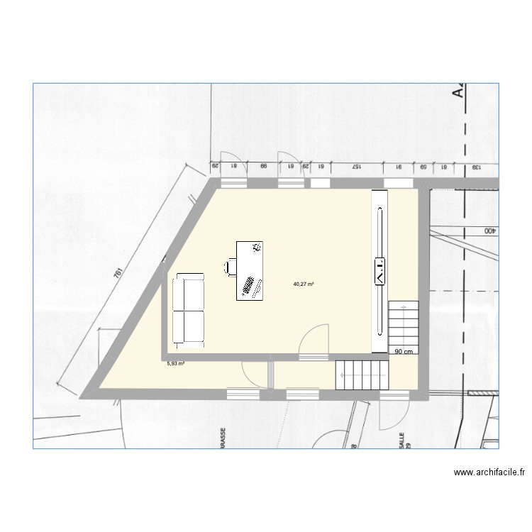 Bierges - Montage_son -v4. Plan de 2 pièces et 46 m2