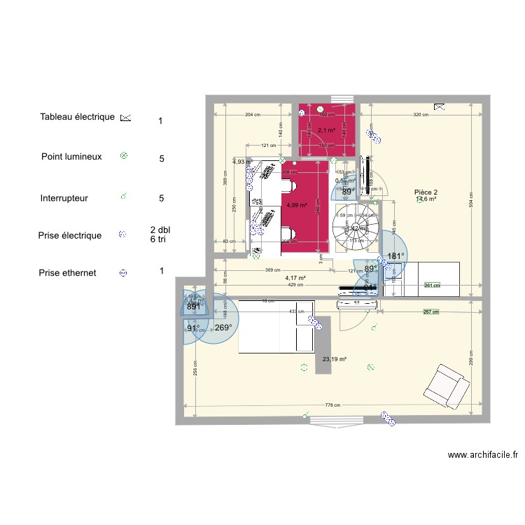 grenier 7. Plan de 9 pièces et 56 m2