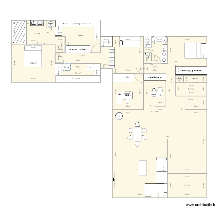 tresses5. Plan de 10 pièces et 170 m2