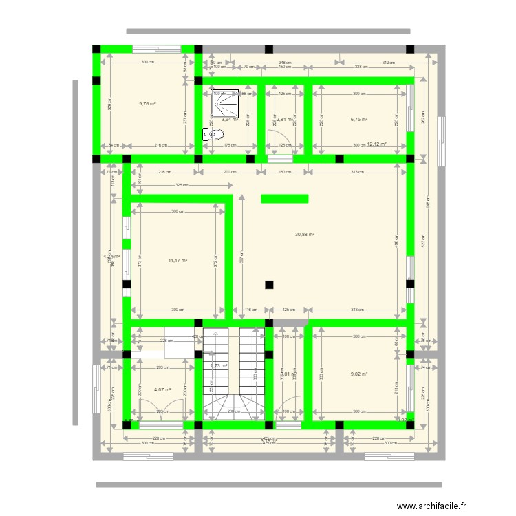 211209 ankadi poutre Etage1. Plan de 15 pièces et 116 m2