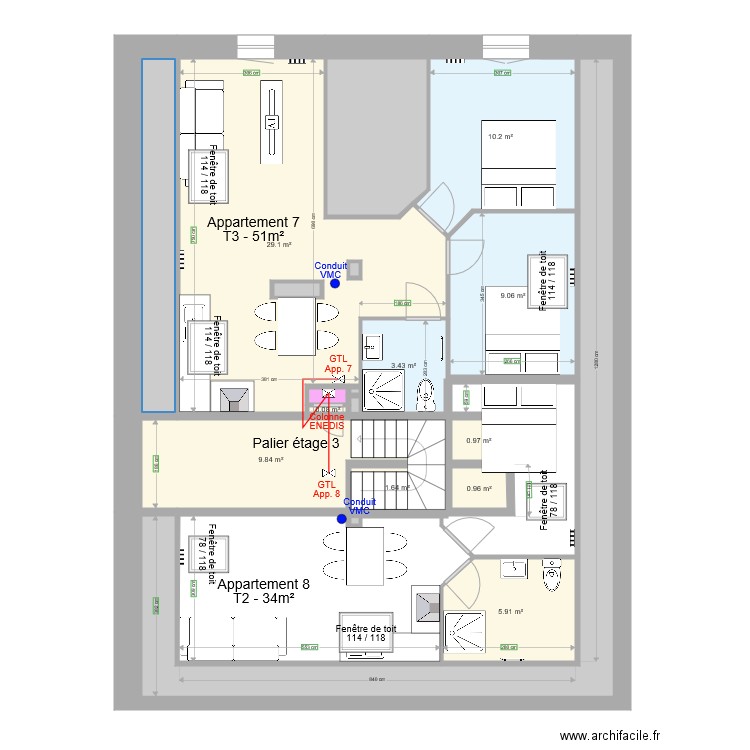 Pasteur Etage 3 b. Plan de 0 pièce et 0 m2