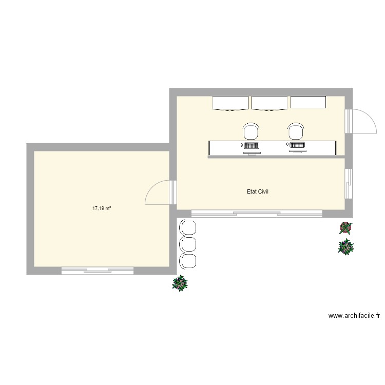 Plan Mairie de Mahaena. Plan de 2 pièces et 38 m2