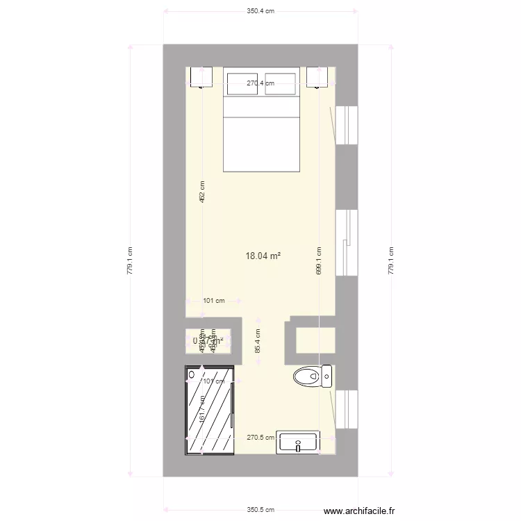 Chambre piscine r&eacute;am&eacute;nag&eacute;e. Plan de 