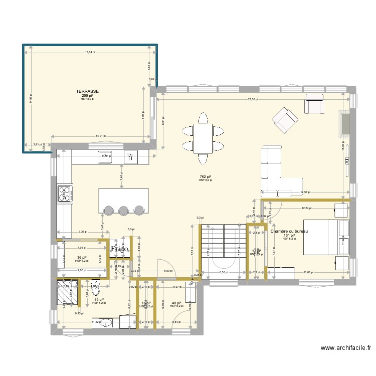 ALAIN FINAL haut . Plan de 8 pièces et 125 m2