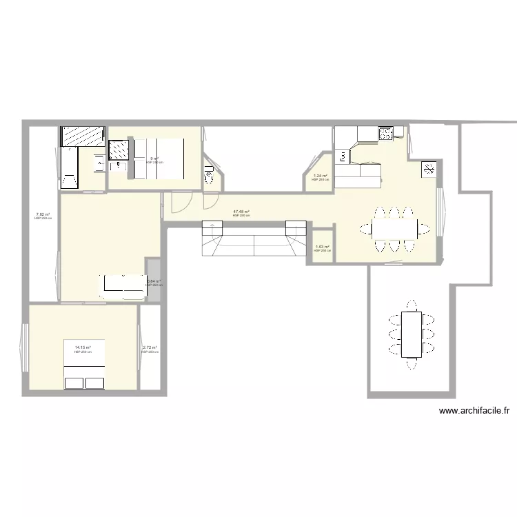 POUSSIN 9m2. Plan de 