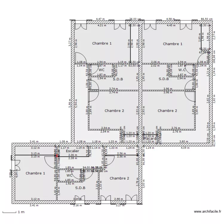 Appart. Campagne Etage. Plan de 