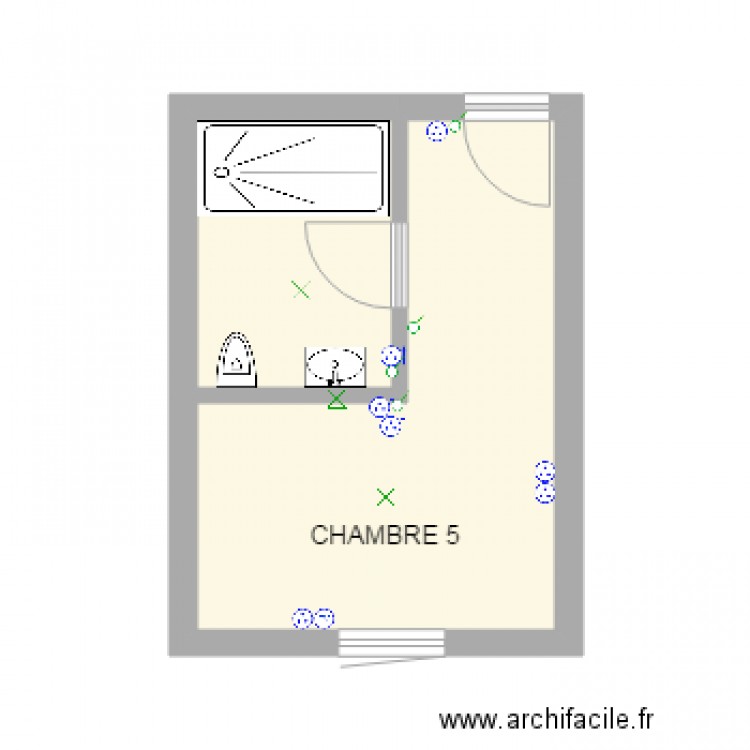 Chambre 5 coté arrière. Plan de 0 pièce et 0 m2