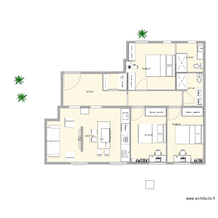 alonso cano cocina a la derecha 3. Plan de 7 pièces et 79 m2