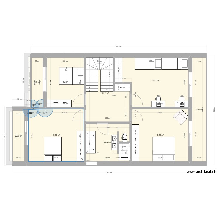 plano test reduzir area . Plan de 12 pièces et 222 m2