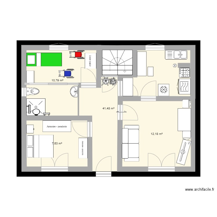 maison original. Plan de 4 pièces et 90 m2