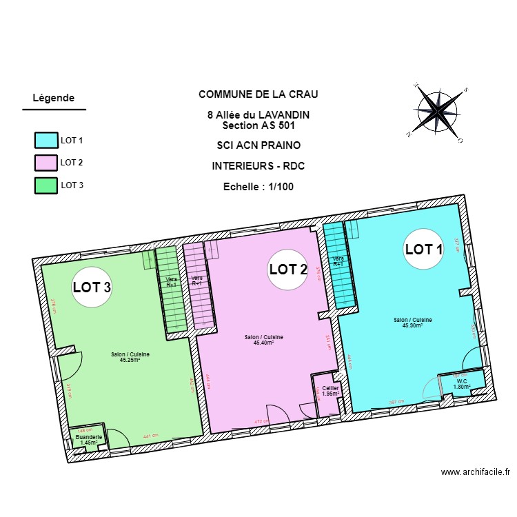 SCI ACN PRAINO INTERIEURS RDC. Plan de 12 pièces et 149 m2