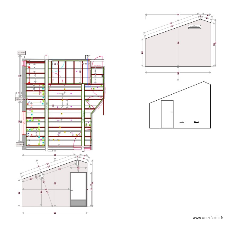 Séjour spot cuisine. Plan de 3 pièces et 26 m2