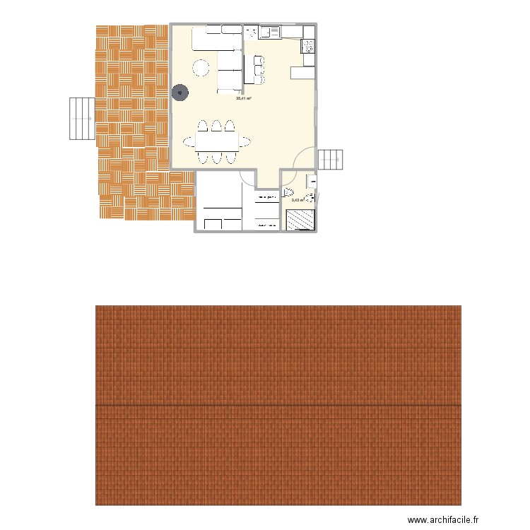 NEBREDA 2 MOD 6 X 3 MAS UNO ADICIONL 2,5X5. Plan de 2 pièces et 39 m2