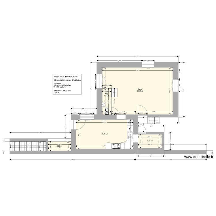 RDC  IVES chemin du Castellas EXISTANT. Plan de 0 pièce et 0 m2