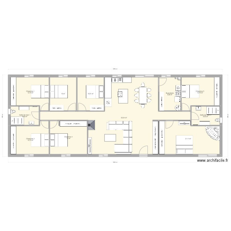 Projet chalet 2. Plan de 11 pièces et 175 m2