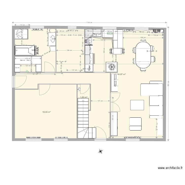 future. Plan de 5 pièces et 89 m2