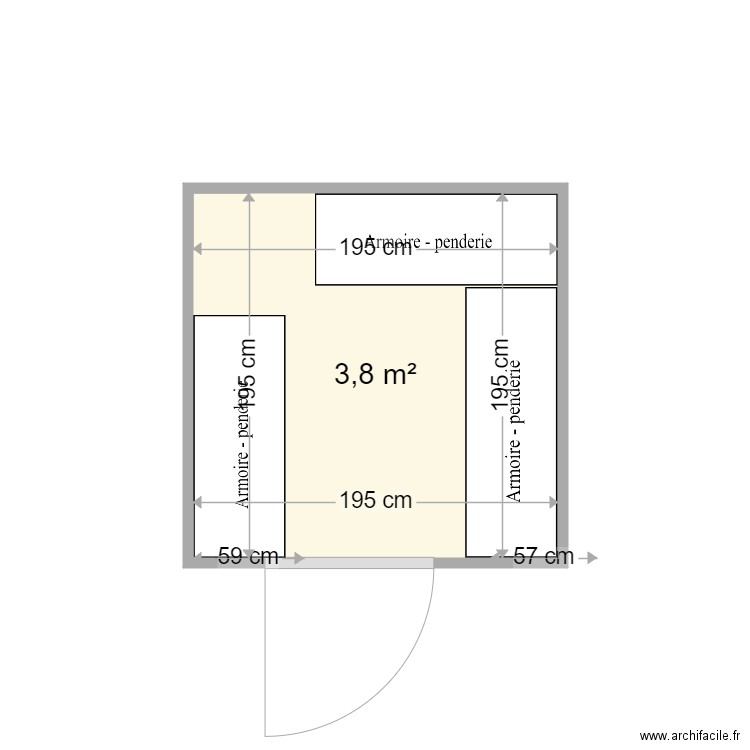 buanderie. Plan de 1 pièce et 4 m2