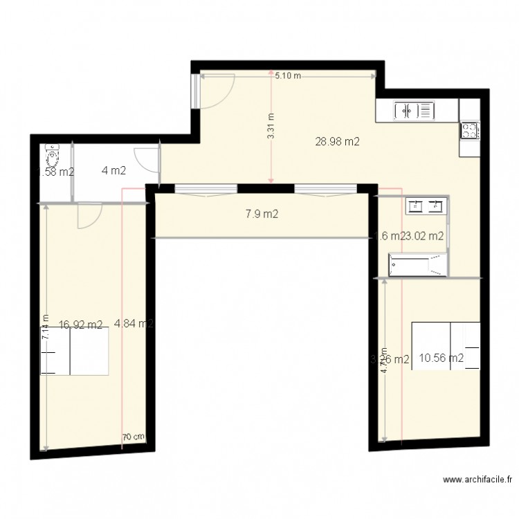 New 302 3pieces jardin modifié . Plan de 0 pièce et 0 m2