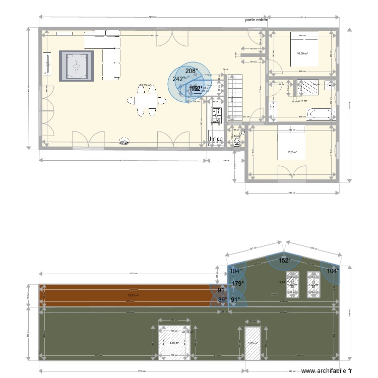 maison haut 220619b. Plan de 14 pièces et 201 m2