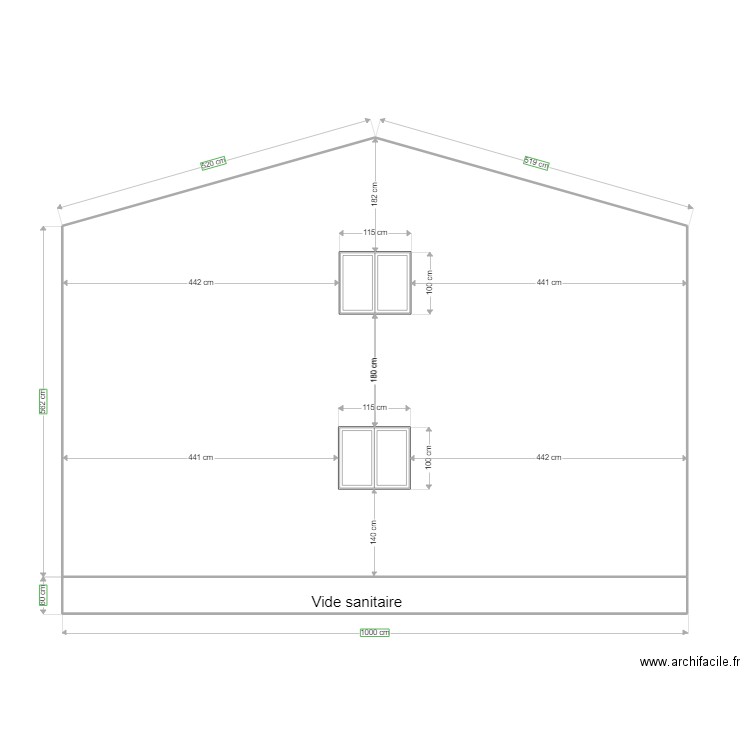 Maison Quissac façade Sud Est. Plan de 1 pièce et 6 m2