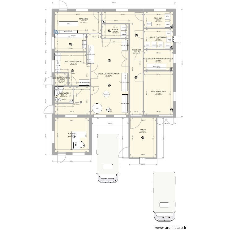 GAEC DE LA MOULIERE 8 . Plan de 14 pièces et 133 m2