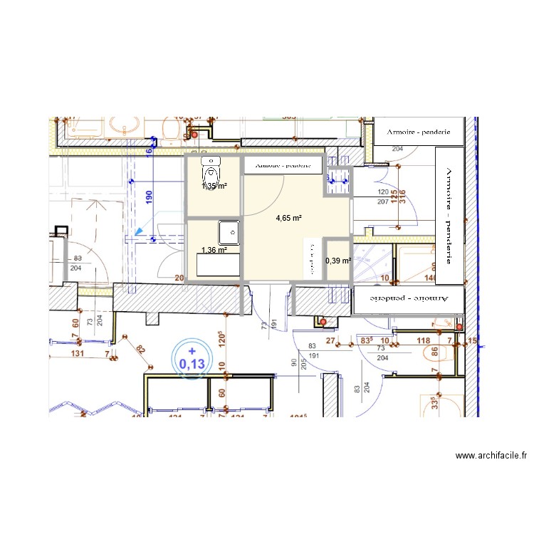 RDC T3 DRESSING SANS ESCALIER FAIT. Plan de 4 pièces et 8 m2