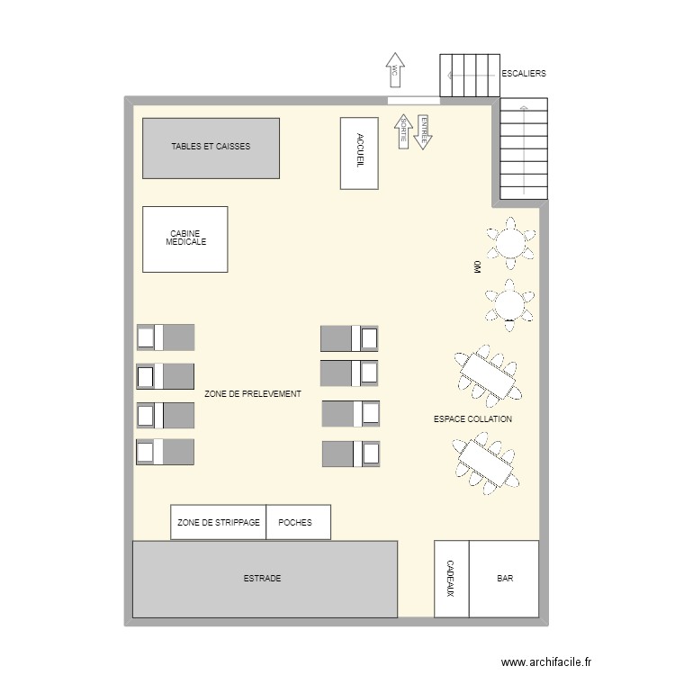 CHATELINEAU - Centre sportif. Plan de 1 pièce et 73 m2