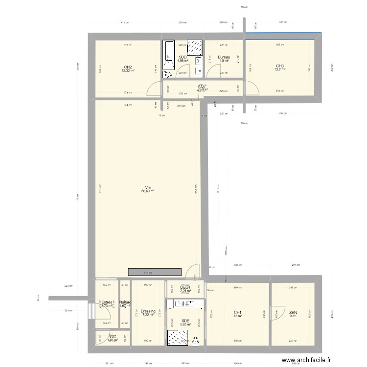 DERCEAU 10052023 V2 avec Bureau. Plan de 14 pièces et 144 m2