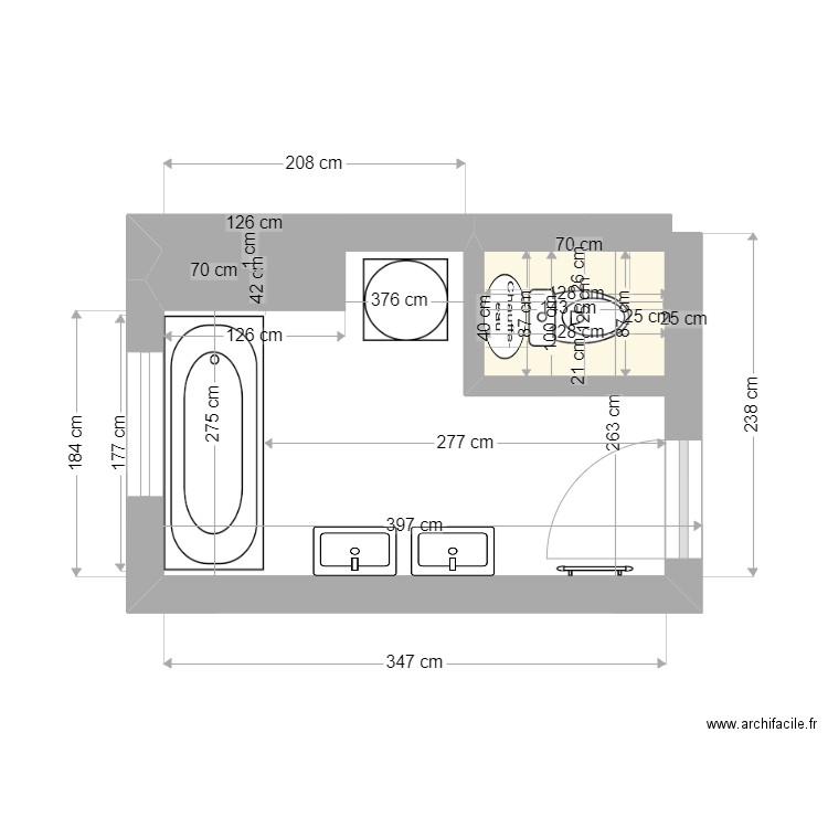 SDB GLORIETTE V2. Plan de 1 pièce et 1 m2