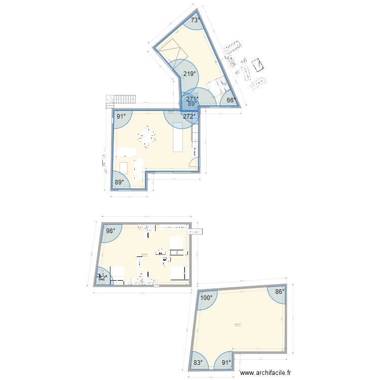 etage granvvillen rien. Plan de 3 pièces et 225 m2