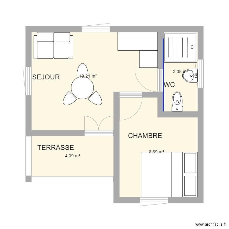 PLAN BUNGALOW. Plan de 4 pièces et 29 m2