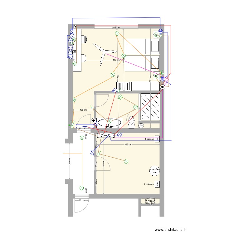 Chambre G arrière Etage 2 3 électricité 22 02 20. Plan de 0 pièce et 0 m2