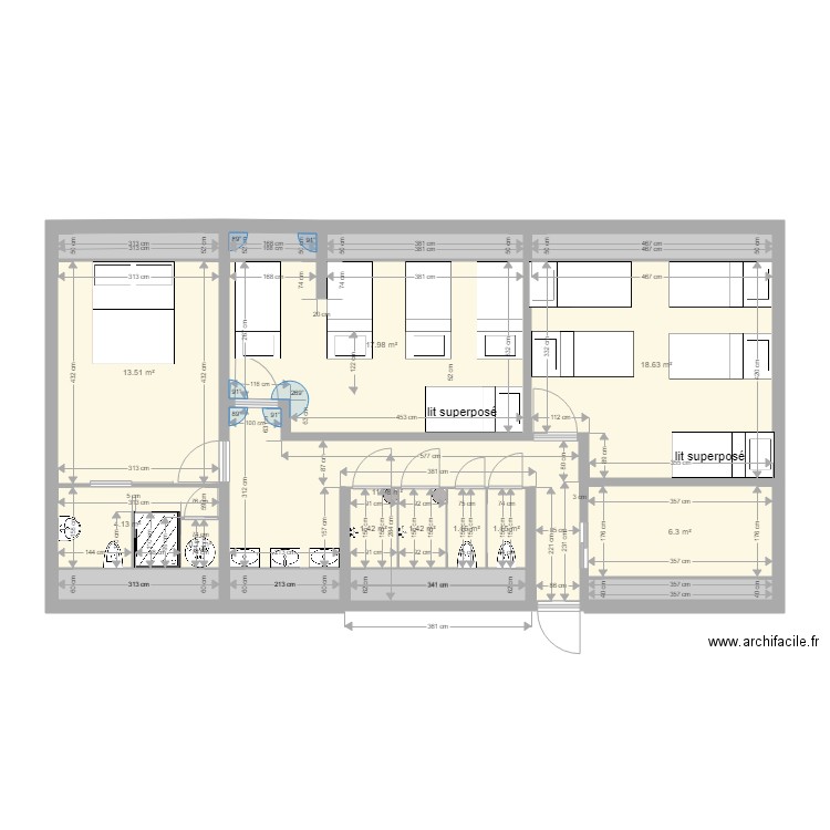 Dortoir longère. Plan de 0 pièce et 0 m2