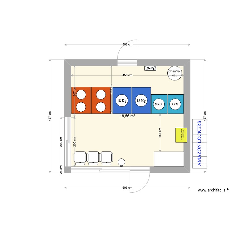 TARBES. Plan de 1 pièce et 19 m2