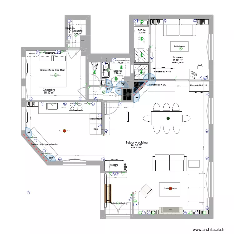 plan projet futur 13 fev 2026 V1. Plan de 9  et 91 m²