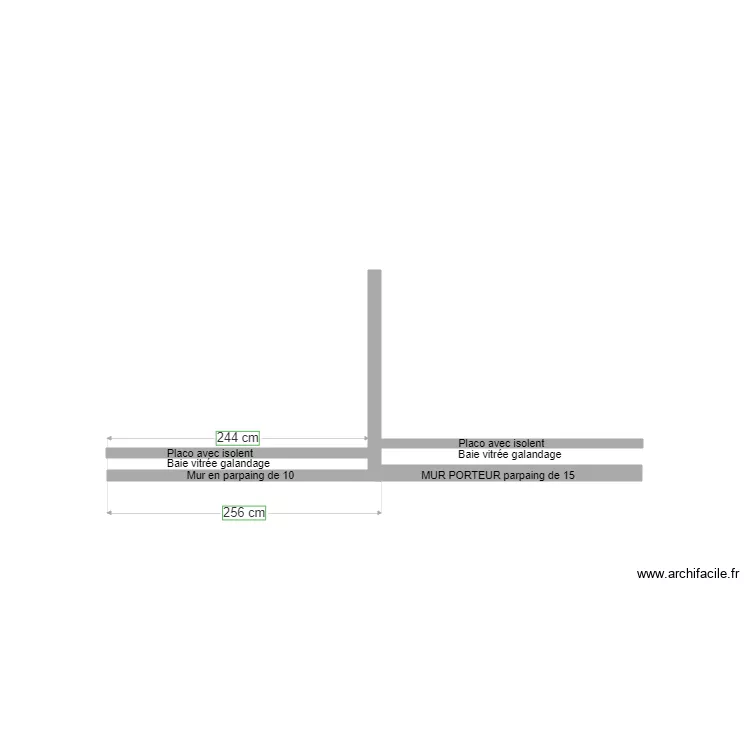 Mur facade chambre. Plan de 